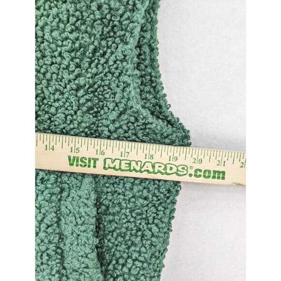 Ella Blue Women's Vest Size S Green Sherpa Fuzzy Textured Hood - Picture 10 of 16